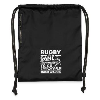 Rugby Player Teamwork Walking Backwards - Gymsac made from recycled material - military green - Front
