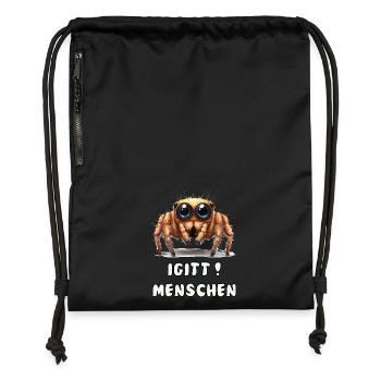 Funny spider with saying - Gymsac made from recycled material - black - Front
