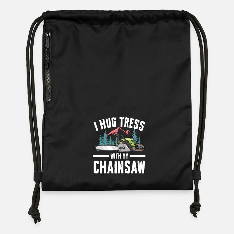 I Hug Trees With My Chainsaw - Turnbeutel aus Recycling-Material - Schwarz