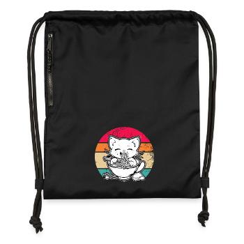 Anime Ramen Nourriture Drôle Cadeau Design - Sac à cordon en polyester recyclé - noir - Devant