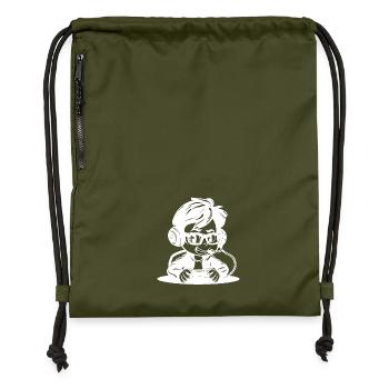 Video Game Lover Sketch - Gymsac made from recycled material - military green - Front