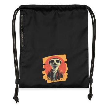 Erdmännchen Retro - Turnbeutel aus Recycling-Material - Schwarz - Vorne