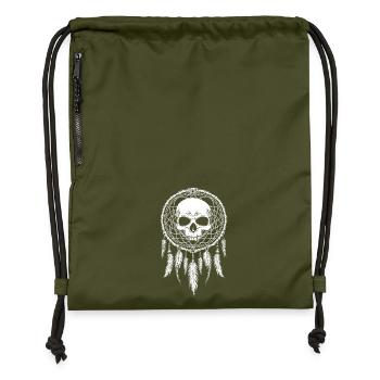 Totenkopf Traumfänger Gothic Boho Schädel Tribal - Turnbeutel aus Recycling-Material - military Green - Vorne