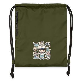 Little Sailor Cartoon Look - Gymsac made from recycled material - military green - Front