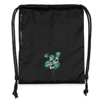 Tropical Leaves Design - Turnbeutel aus Recycling-Material - Schwarz - Vorne
