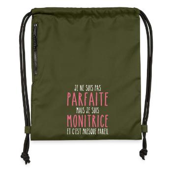 Pas parfaite mais je suis Monitrice - Sac à cordon en polyester recyclé - military green - Devant