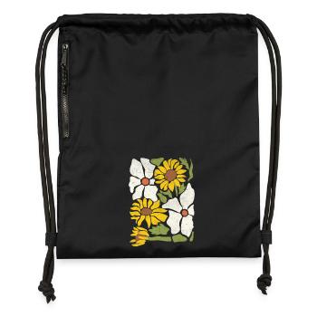 Boho Wildblumen mit Sonnenblumen und Gänseblümchen - Turnbeutel aus Recycling-Material - military Green - Vorne