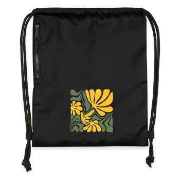 Abstrakte gelbe und grüne Blumenkunst - Turnbeutel aus Recycling-Material - Schwarz - Vorne