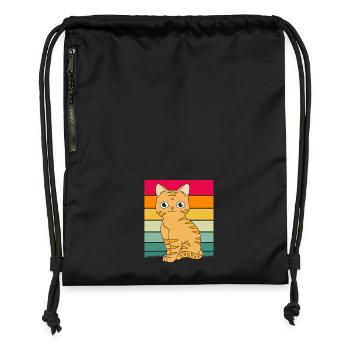 Tabby Cat - Gymsac made from recycled material - black - Front