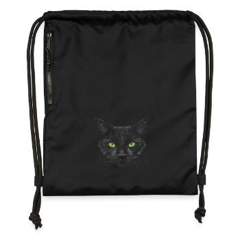 Black Cat Green Eyes - Gymsac made from recycled material - black - Front
