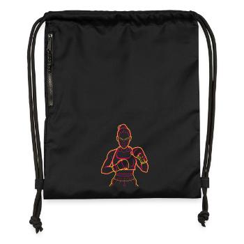 Dessin de boxeur - Sac à cordon en polyester recyclé - noir - Devant