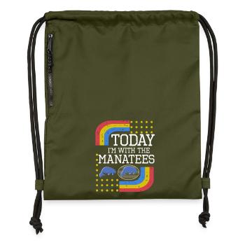 Vintage Slogan MANATEES - Sac à cordon en polyester recyclé - military green - Devant