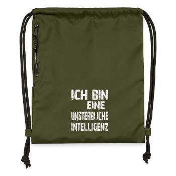 KI Spruch Ich bin eine unsterbliche Intelligenz - Turnbeutel aus Recycling-Material - military Green - Vorne