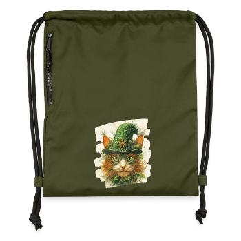 St Patricks day Katze - Turnbeutel aus Recycling-Material - military Green - Vorne