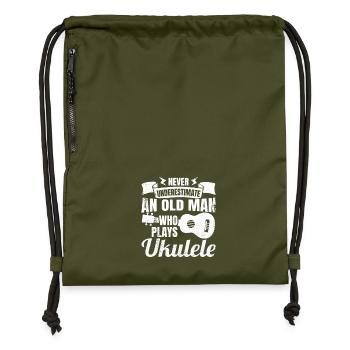 Never underestimate old ukulele players - Gymsac made from recycled material - military green - Front
