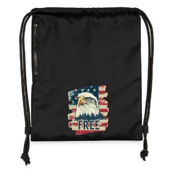Amerikanische Flagge mit Adler - Turnbeutel aus Recycling-Material - Schwarz - Vorne