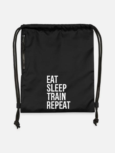 eat sleep train repeat - Turnbeutel aus Recycling-Material - Schwarz