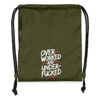 Ausgefallener, überarbeiteter und unterfickter Graffiti-Stil - Turnbeutel aus Recycling-Material - military Green - Vorne