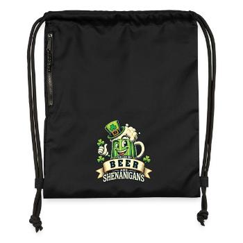 St. Patrick's Day Beer and Pranks Fun - Gymsac made from recycled material - black - Front
