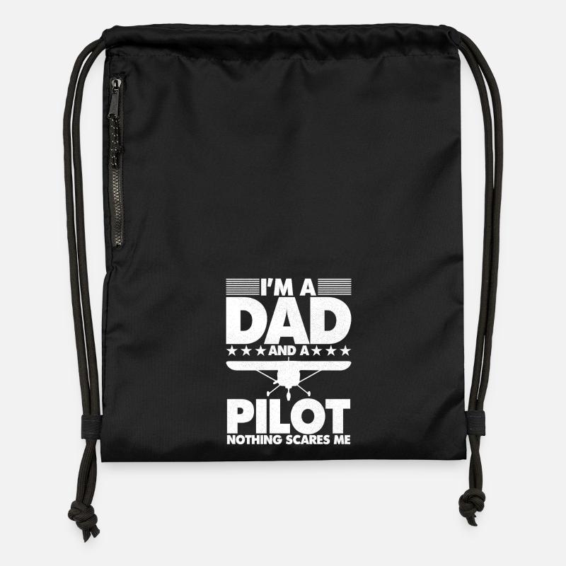 I'm a dad and a pilot nothing scares me - Turnbeutel aus Recycling-Material - Schwarz