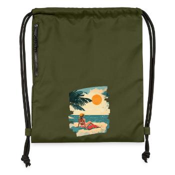 Sommer Strand Retro - Turnbeutel aus Recycling-Material - military Green - Vorne