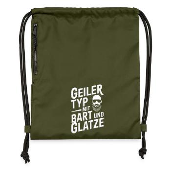 Geiler Typ Mit Bart & Glatze Glatzkopf Bartträger - Turnbeutel aus Recycling-Material - military Green - Vorne