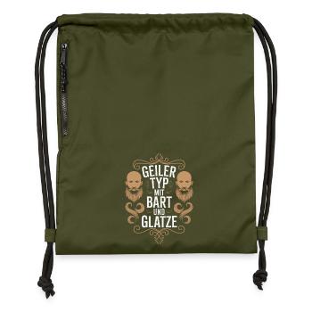Geiler Typ Mit Bart & Glatze Glatzkopf Bartträger - Turnbeutel aus Recycling-Material - military Green - Vorne