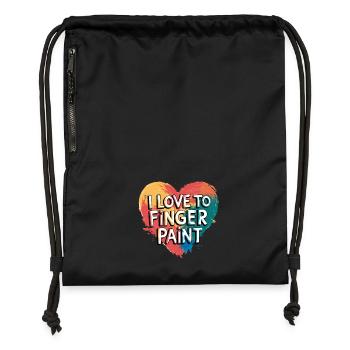 I Love Finger Paints Heart Design Art - Gymsac made from recycled material - black - Front