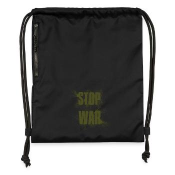 STOP WAR – NO WAR - PEACE - Gymsac made from recycled material - black - Front