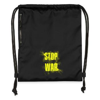 STOP WAR – NO WAR - PEACE - Gymsac made from recycled material - black - Front