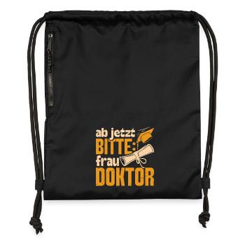 Doktorarbeit AB JETZT BITTE FRAU DOKTOR Lustiges - Turnbeutel aus Recycling-Material - Schwarz - Vorne