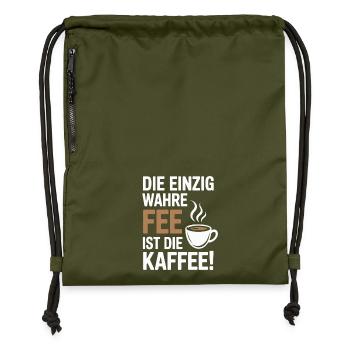 Kaffee Die Einzig Wahre Fee Ist Die Kaffee Spruch - Turnbeutel aus Recycling-Material - military Green - Vorne
