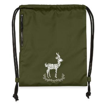 Antelope Antelope Floral Pattern - Gymsac made from recycled material - military green - Front