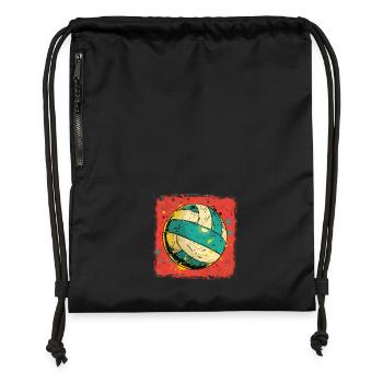 Graphiques de volley-ball - Sac à cordon en polyester recyclé - noir - Devant