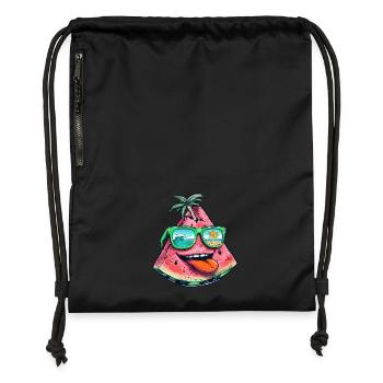 Wassermelone Sommerparty Paradies mit Palmen und - Turnbeutel aus Recycling-Material - Schwarz - Vorne