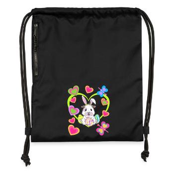 Pâques Pâques Lapin Rétro Lapins Lapin Années 80 Enfant - Sac à cordon en polyester recyclé - noir - Devant
