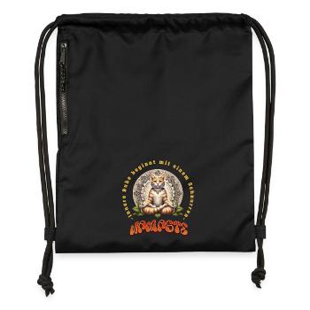 Katzenmeditation mit spirituellem Design - Turnbeutel aus Recycling-Material - Schwarz - Vorne