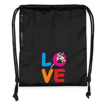 LOVE STECKENPFERD - Turnbeutel aus Recycling-Material - Schwarz - Vorne