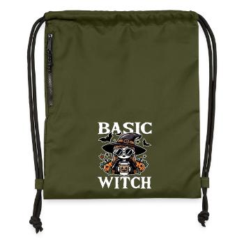 BASIC WITCH - HALLOWEEN GIFT - Gymsac made from recycled material - military green - Front