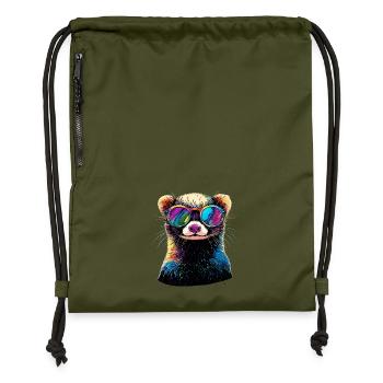 Furet Furet Putois Martre Belette Mignon Furet - Sac à cordon en polyester recyclé - military green - Devant