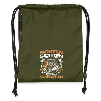 Spruce sifting, woodworking, lumberjack, forestry work - Gymsac made from recycled material - military green - Front