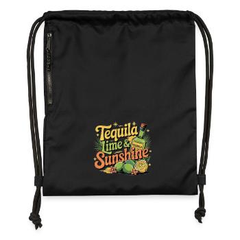 Tequila, citron vert et soleil - Sac à cordon en polyester recyclé - noir - Devant