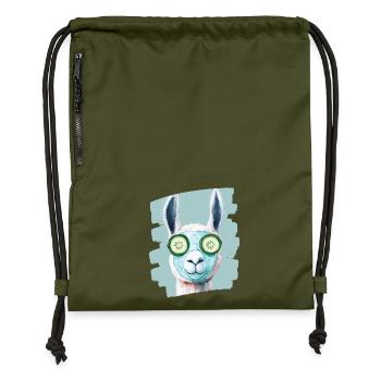 Lama Alpaka Beauty Selfcare Maske - Turnbeutel aus Recycling-Material - military Green - Vorne