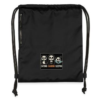 Eating Gaming Sleeping – Lustiges Panda Gamer Desi - Turnbeutel aus Recycling-Material - military Green - Vorne
