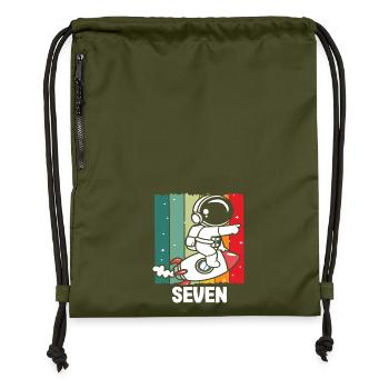 Seventh Birthday Space Adventure - Gymsac made from recycled material - military green - Front