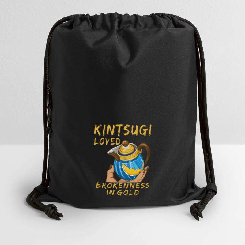 KINTSUGI LOVED BROKENNESS IN GOLD Gymsac made from recycled material