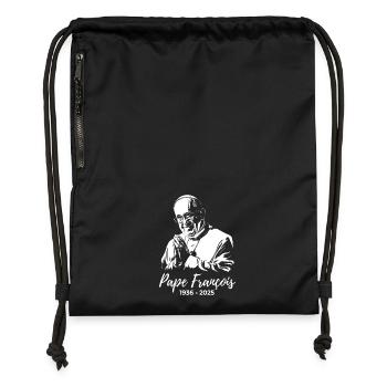 Le pape François croise les mains et prie - Sac à cordon en polyester recyclé - military green - Devant