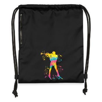 Biathlète Biathlon combiné nordique - Sac à cordon en polyester recyclé - noir - Devant