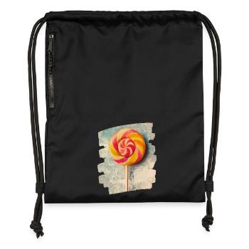 Sucette sucette bonbons bonbons - Sac à cordon en polyester recyclé - noir - Devant