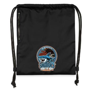Sharks make me happy. Aquaholic Design - Gymsac made from recycled material - black - Front